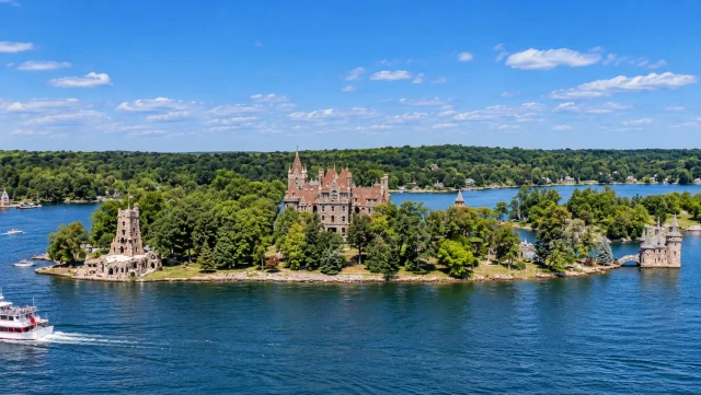 Boldt Castle on Heart Island seen from the St. Lawrence River on the Boldt Castle & 2 Nation Tour